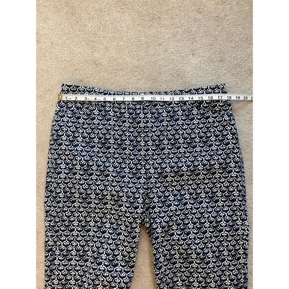 Talbots The Perfect Crop Pant Size 12 Blue White Print Straight Stretch Coastal - Picture 9 of 11